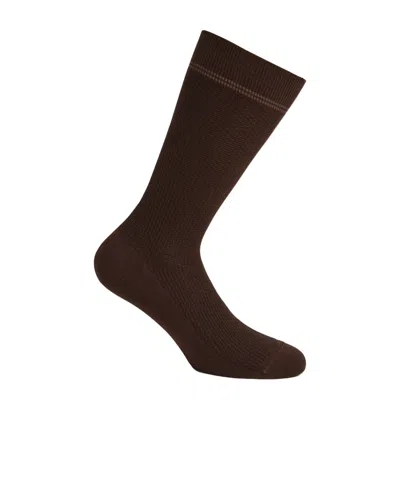 Zegna Brown Micro-jacquard Cotton Blend Socks