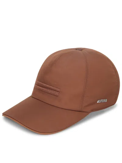 Zegna Brown Nylon Baseball Cap