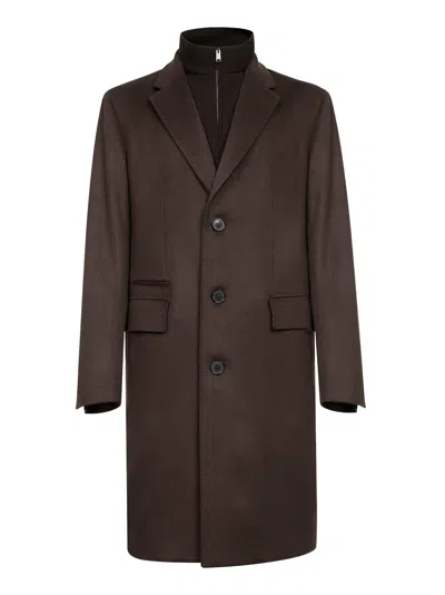 Zegna Brown Oasi Cashmere Overcoat With Bib