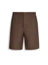 ZEGNA BROWN OASI LINO SHORT PANTS