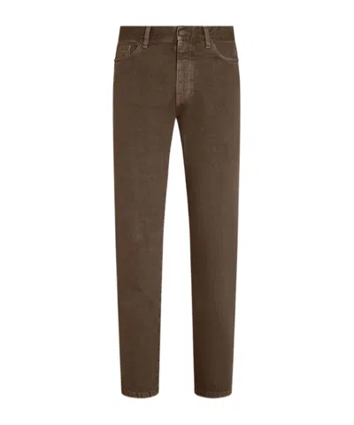 Zegna Dark-brown Cotton Roccia Pants