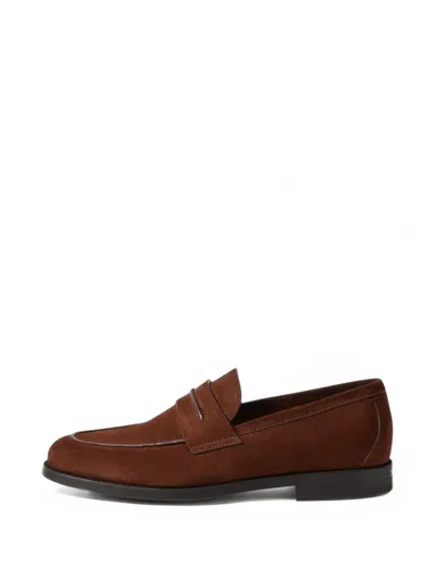 Zegna Brown Suede Mocassin Corso Loafers