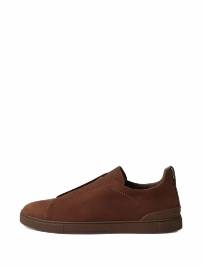 Zegna Brown Triple Stitch™ Secondskin Sneakers