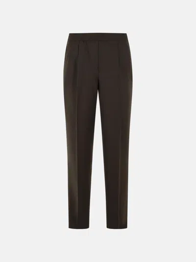 Zegna Brown Wool Blend Trousers In Multi