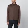 Zegna Wool Jacket With Stand-up Collar In Brown