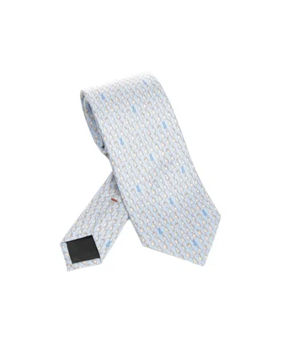 Zegna Bunny Print Tie In Gold
