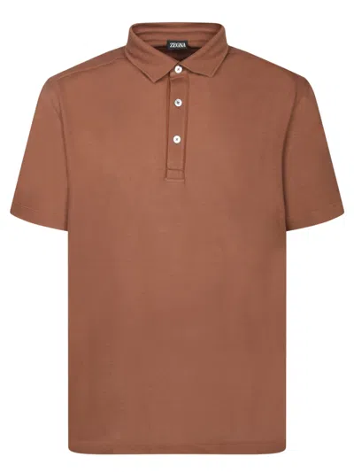Zegna Burnt Sienna Piquet Polo Shirt In Brown