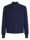 Zegna Button Cashmere Coat In Blue