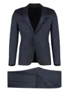 Zegna Button-fastening Wool-silk Suit In Blue