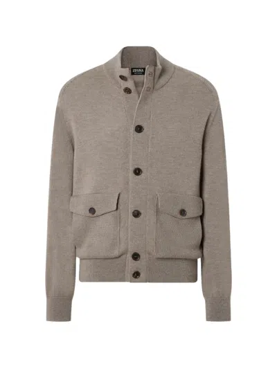 Zegna Button-up Cardigan In Brown
