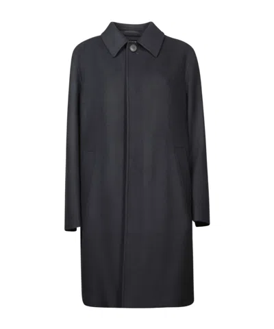 Zegna Button-up Classic Coat In Blue