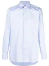 Zegna Button-up Cotton Shirt In Blue