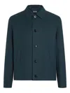 Zegna Button-up Linen Jacket In Green