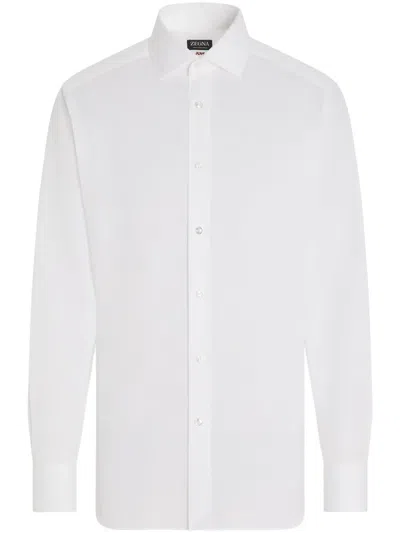 Zegna Structured Centoventimila Cotton Shirt In White