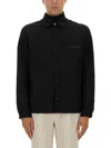 Zegna Button-up Wool Shirt With Zip Pocket Detail In Black