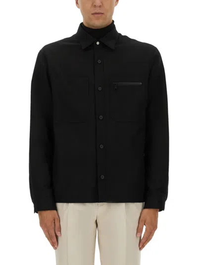 ZEGNA ZEGNA BUTTON-UP WOOL SHIRT WITH ZIP POCKET DETAIL
