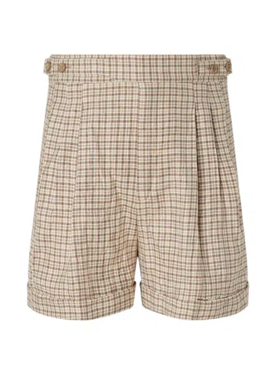Zegna Button-detail Pleated Silk Shorts In Brown
