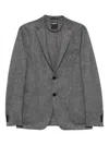 Zegna Buttoned Herringbone-pattern Blazer In Black