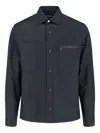 Zegna Techmerino Black Shirt With Classic Collar And Tailored Fit In Blue