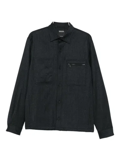 Zegna Buttoned Pocket Shirt In Gray
