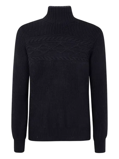 Zegna Pure Wool Pearl Stitch High Neck In Black