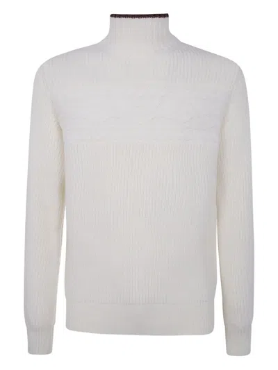 Zegna Pure Wool Pearl Stitch High Neck Clothing In White