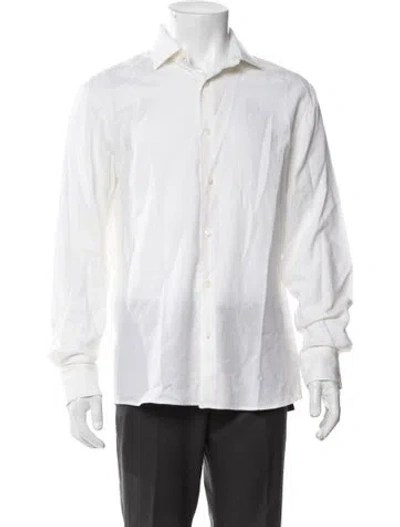 Pre-owned Zegna Calf Leather Long Sleeve Dress Shirt In Neutral