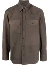 Zegna Calf-suede Shirt-jacket In Braun