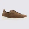 Zegna Camel Suede Triple Stick Sneakers In Multi