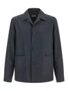 Zegna Wool Jacket Featuring Long Sleeves And Pockets In Gray