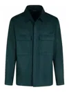 Zegna Overshirt Linen Concealed Placket In Green