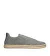 Zegna Canvas Triple Stitch Espadrilles In Grey