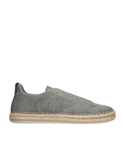Zegna Canvas Triple Stitch Espadrilles In Grey