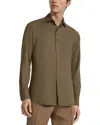 Zegna Chemise En Soie In Khaki