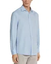 Zegna Oasi Linen Button-up Shirt In Light Blue