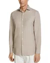 Zegna Cash Button Front Shirt In Light Taupe