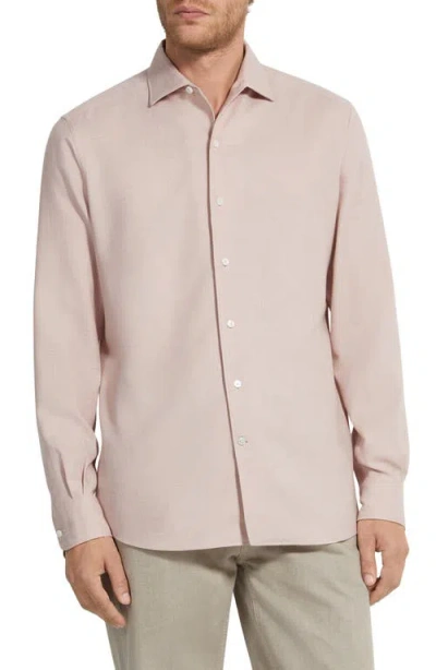 Zegna Cashco Cashmere & Cotton Button-up Shirt In Pink