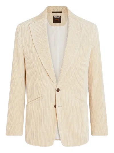 Zegna Cashco Corduroy Blazer In Neutral