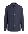 Zegna Button-down Collar Brushed Cotton-twill Shirt In Black