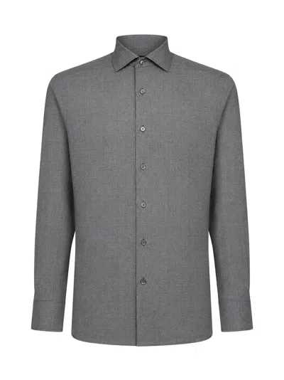 Zegna Cashco Cotton-cashmere Shirt In Gray