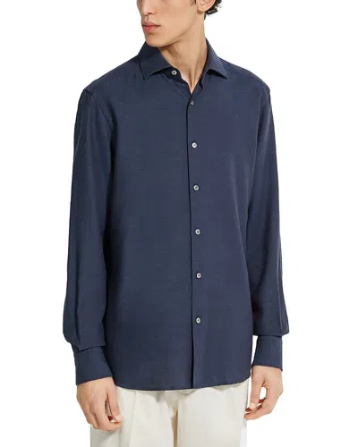 Zegna Cashco Regular Fit Shirt In Blue