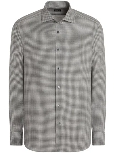 Zegna Cotton And Cashmere-blend Twill Shirt In Gray