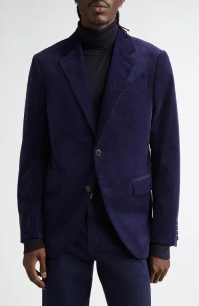 Zegna Cashco Stretch Cotton & Cashmere Corduroy Blazer In Navy