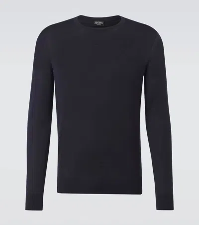 Zegna Casheta Cashmere And Silk Sweater In Blue