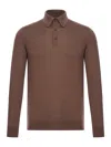 Zegna Long Sleeve Turtleneck Polo Knitwear In Brown