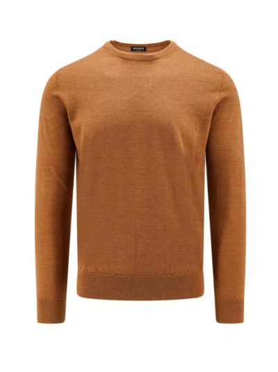 Zegna Cashmere And Silk Blend Sweater In Brown