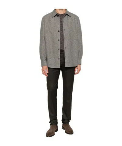 Zegna Cashmere And Silk Overshirt In Gray