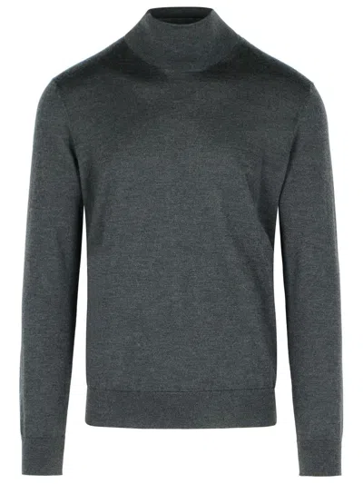 Zegna Cashmere Silk Turtleneck Knit Sweater In Gray