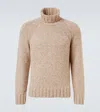 Zegna Cashmere And Wool Turtleneck Sweater In Neutral