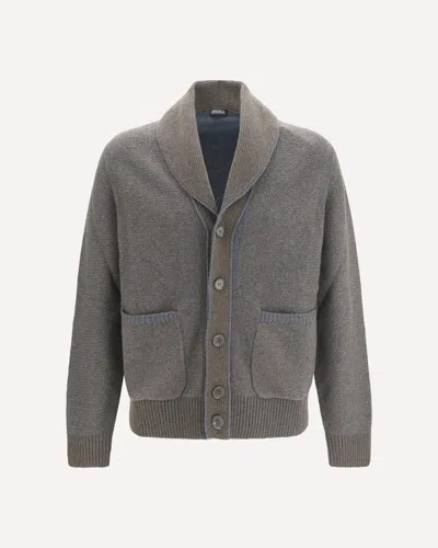 Zegna Cashmere And Wool V-neck Cardigan In Gray